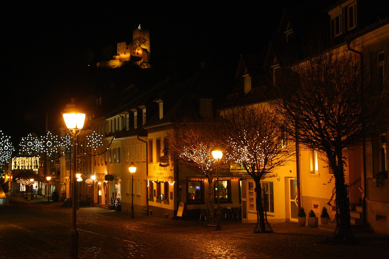 waldkirch of city at night, with christmas lights, city, at night, city at night, city lighting, christmas lights, castle ruins, christmas lights, christmas lights, christmas lights, christmas lights, christmas lights, castle ruins, castle ruins